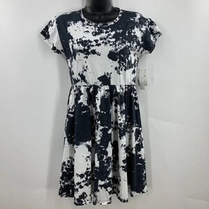 Abound Women's Short Cap Sleeve Raw Edge Crew Neck T Shirt Mini Dress SZ XS‎ NWT